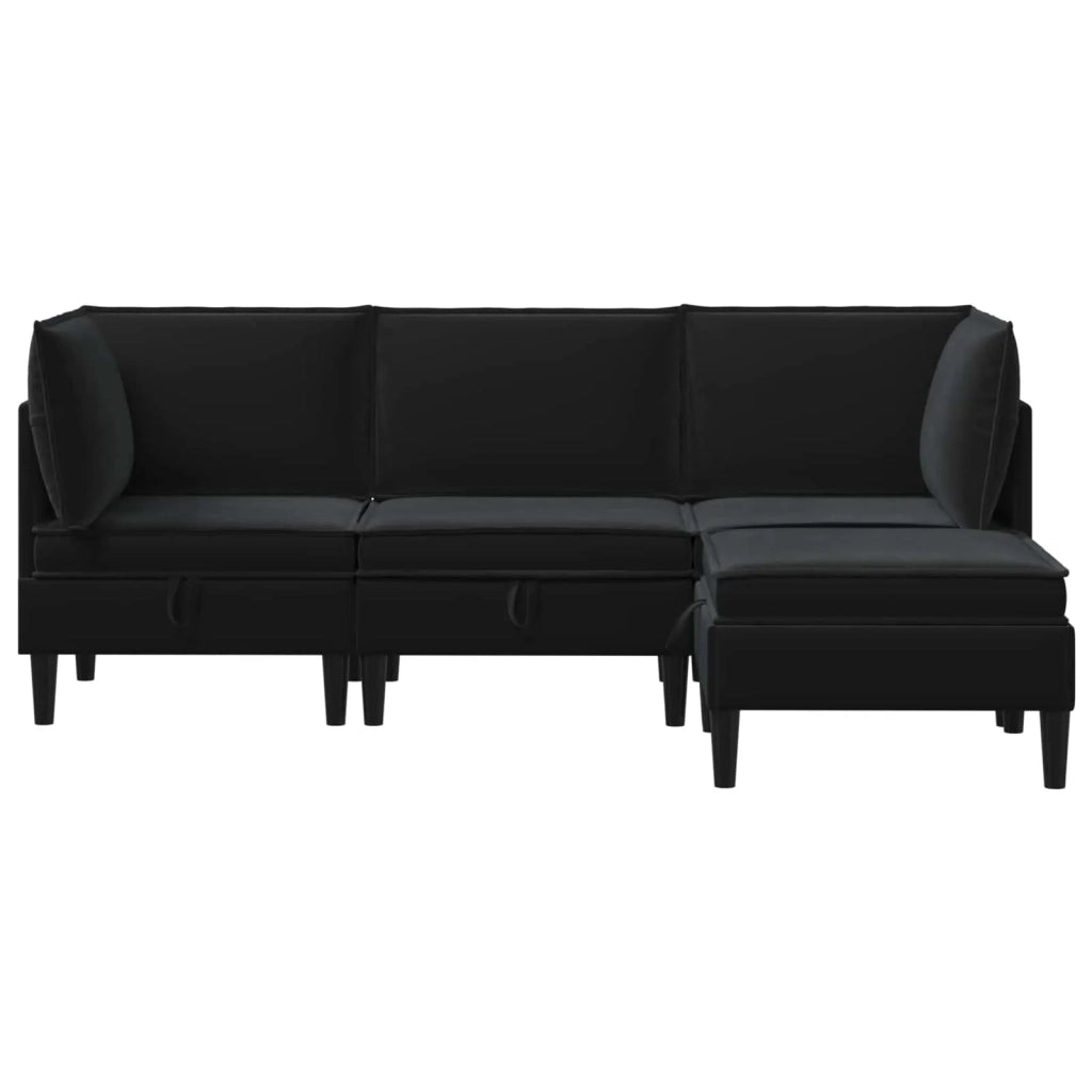 Set di mobili per il soggiorno con cuscino 4 pcs Nero Velluto 3413755