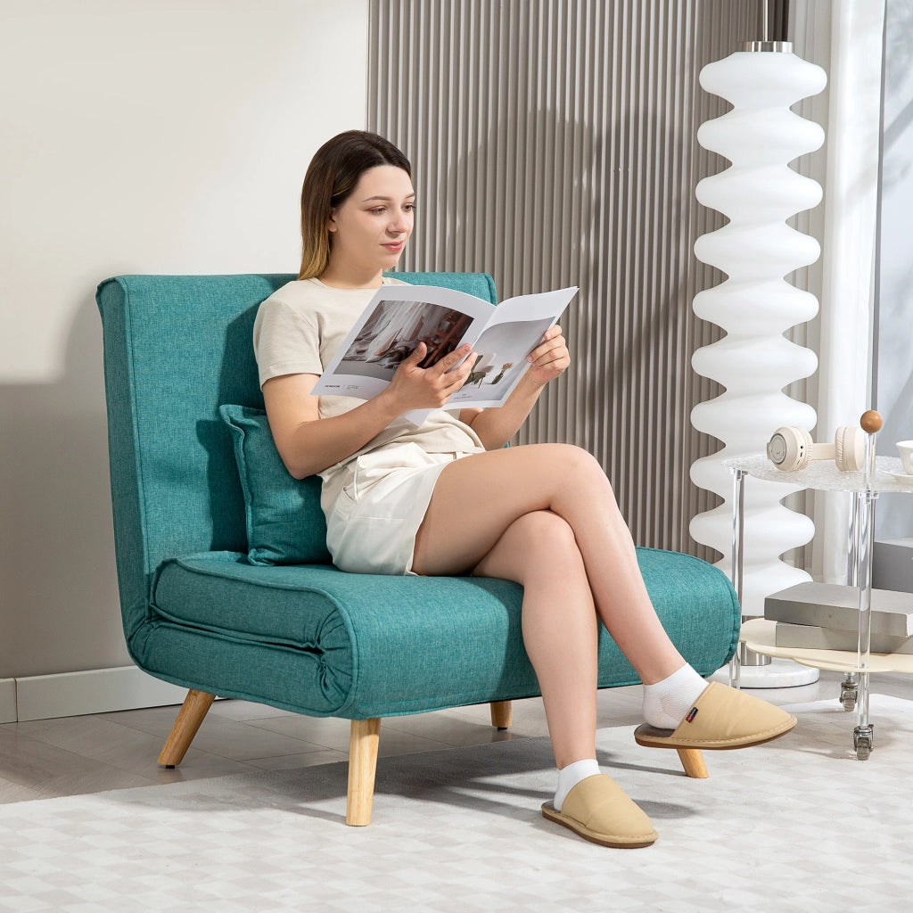 Divano letto 1 posto con schienale regolabile e cuscino ¨C Minimal ¨C verde