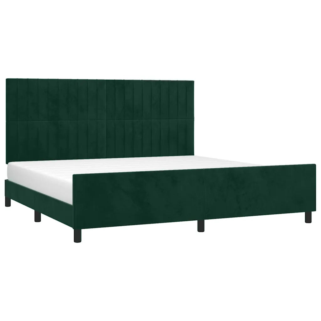 Letto matrimoniale | Letto per adulti | Giroletto senza Materasso Verde Scuro 200x200 cm in Velluto