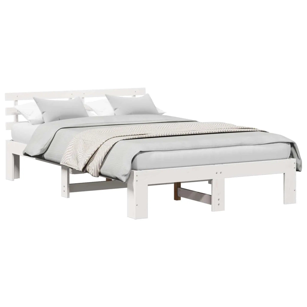 Struttura del letto-Giroletto-Rete del Letto Bianco 135 x 190 cm Pino massello 895310
