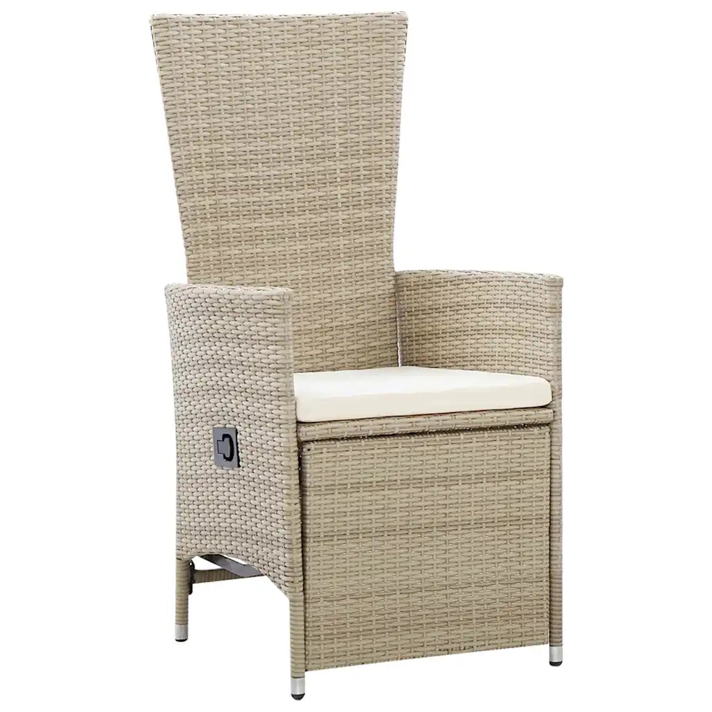 Set da Pranzo per Giardino con cuscino 7 pcs Beige polyrattan 3379476