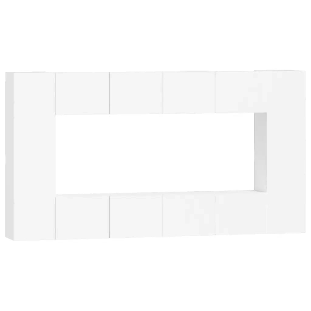 Set Mobili Porta TV 8pz | Armadietto TV | Mobile Porta TV Bianco in Legno Multistrato