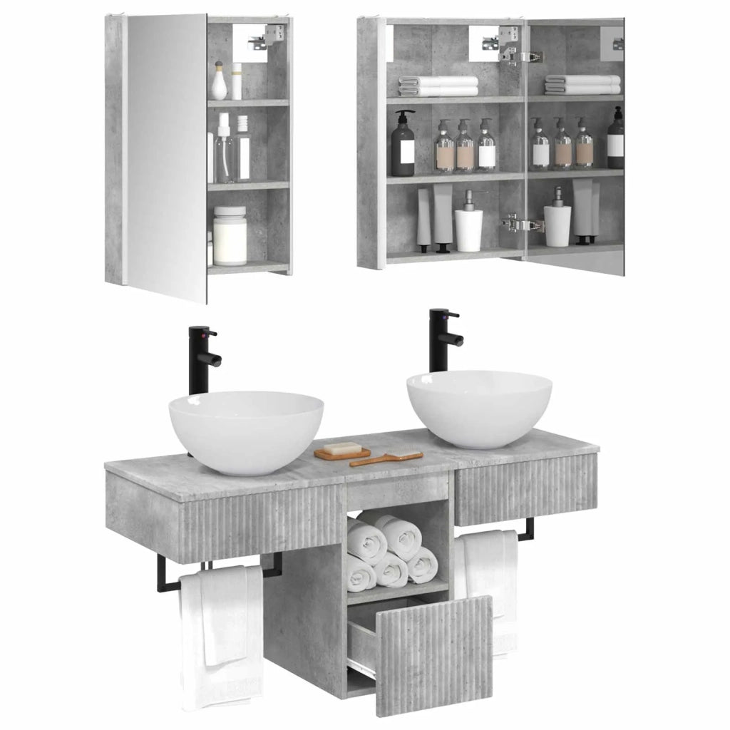 Set di Armadi da Bagno 5 pcs Grigio Cemento 43 x 11,5 x 60,5 cm 3406290