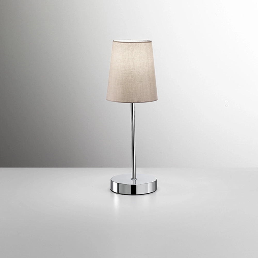 Abatjour Contemporaneo Adam Metallo Cromo Tessuto Tortora 1 Luce E14