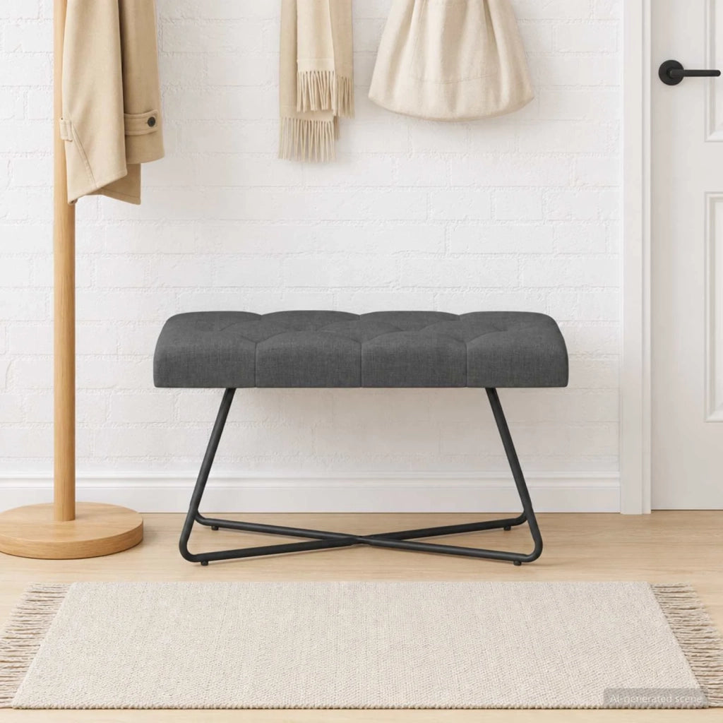 Panchina con bottoni imbottiti Grigio Scuro 80 x 40 x 46 cm 42038358