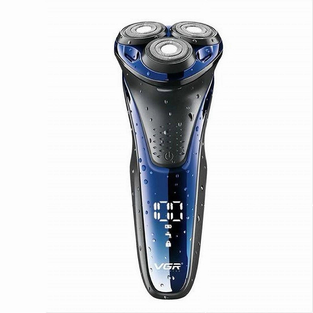 Trade Shop - Rasoio Elettrico Uomo A 3 Teste Usb Display Lcd Batteria Ricaricabile Ipx7 V-306 -