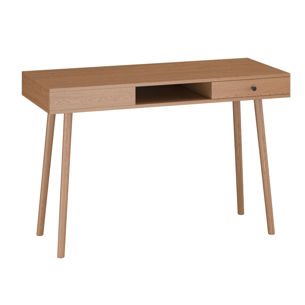 Scrivania Habo Tavolo con Cassetto e Scomparto Semichiuso 74x115x48 cm Color Legno Scuro [en.casa]