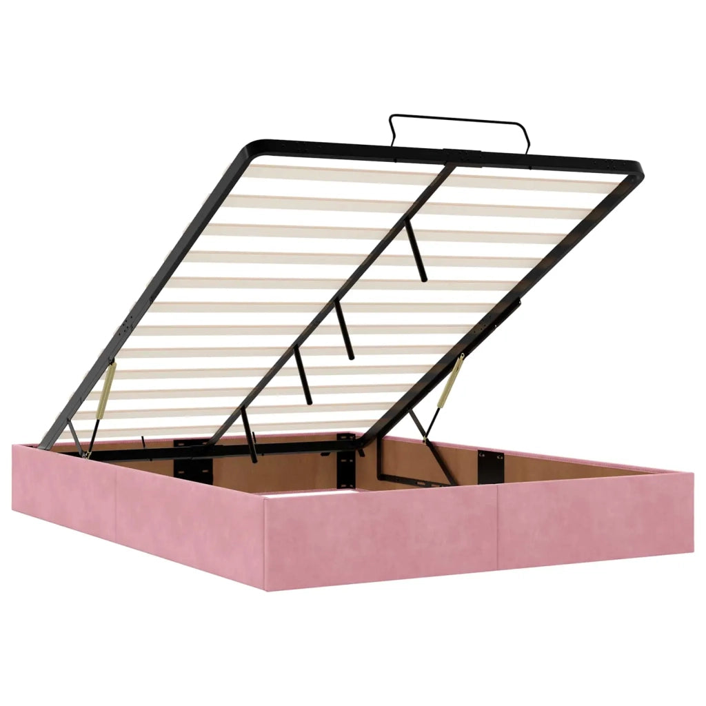 Letto ottomano con materasso Rosa 160 x 200 cm Velluto 3456500