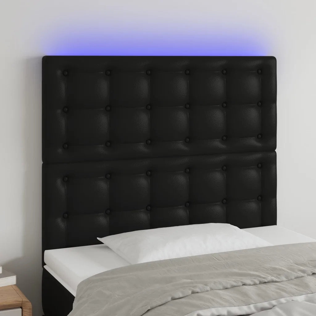 Testiera a LED nero 90x5x118/128 cm in Similpelle 3122502