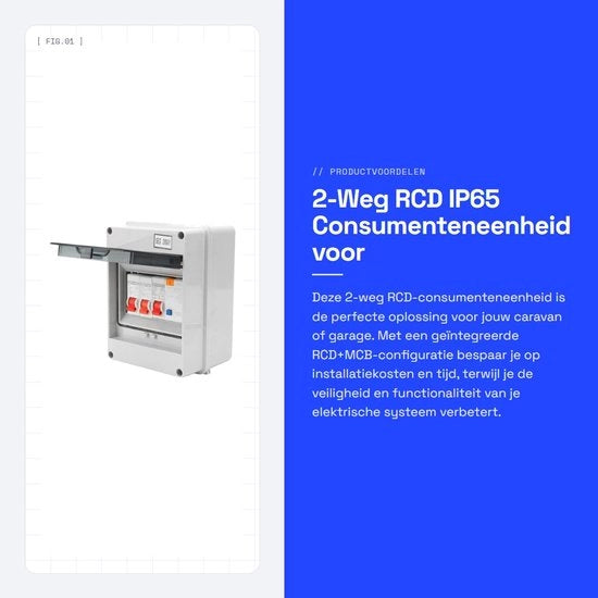 Unità di protezione 2 vie RCD IP65 per caravan e garage