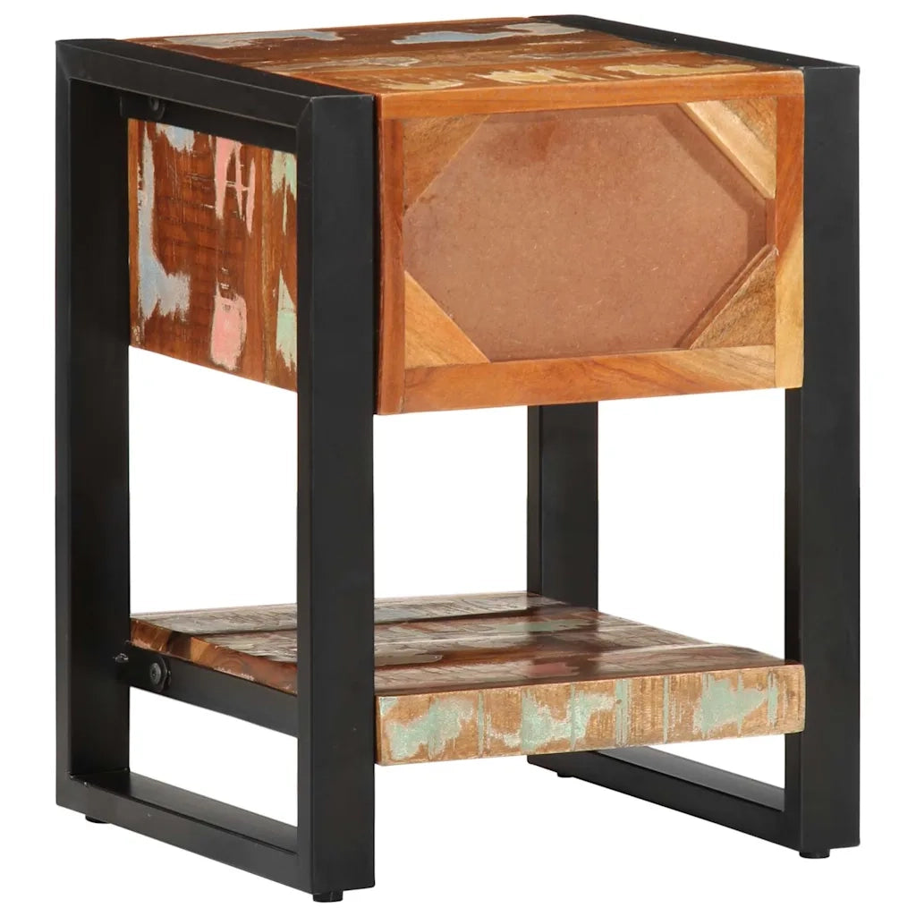 Set di 2 Comodini | Armadio da Notte | Mobiletto da notte Multicolore in Legno Massello di Mango Grezzo