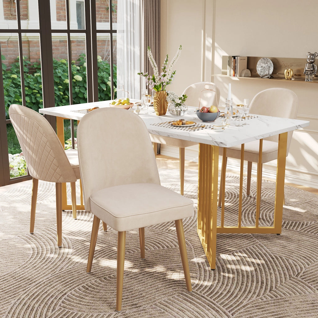 SEDIA DA PRANZO Set da 2 pezzi 45.5x62x87.5 cm Velluto Beige Gambe Metallo Oro