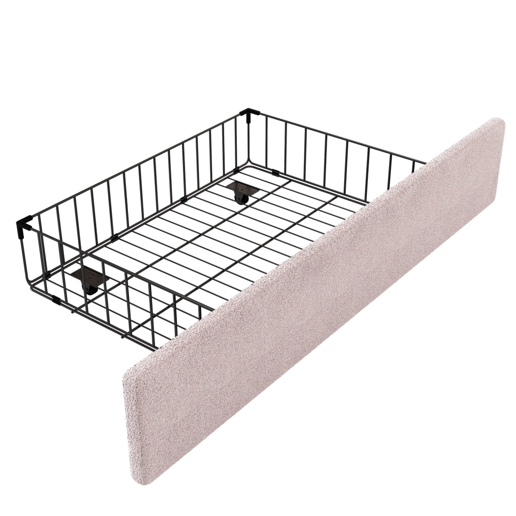 LETTO bambini 90x200 cm rosa in Plush e MDF con 2 cassetti