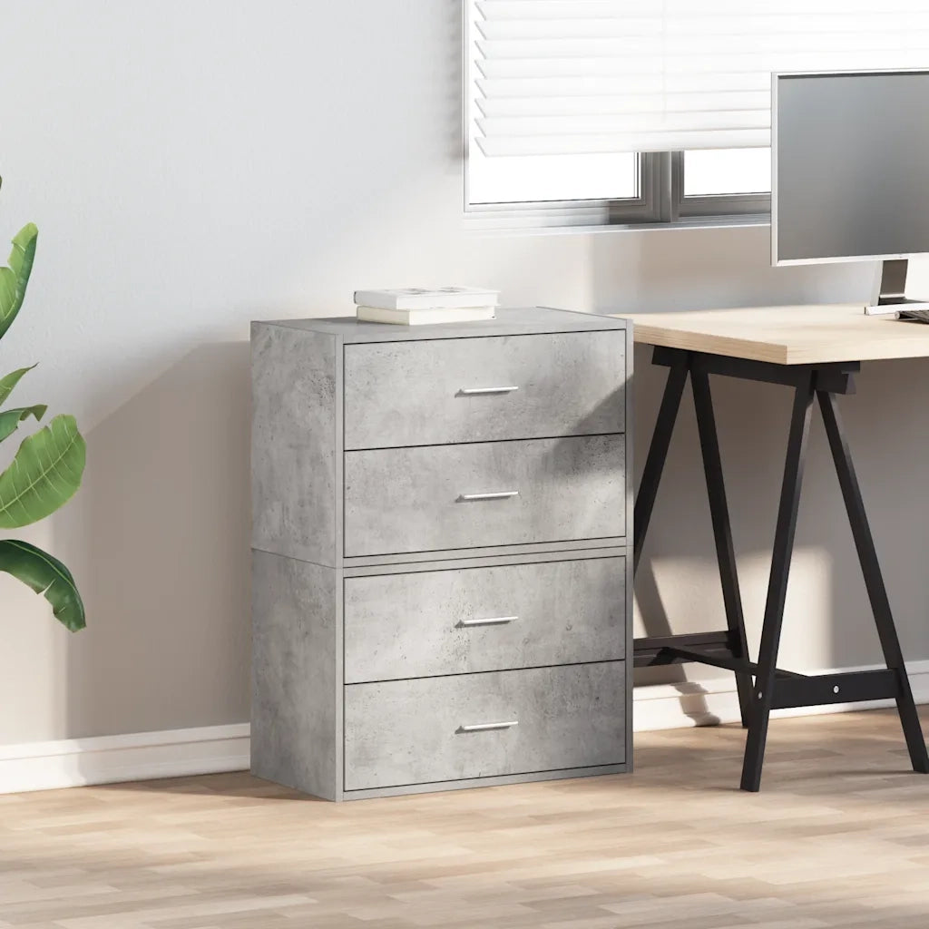 Armadi con 2 Cassetti 2 pz Grigio Cemento 60x31x40cm Truciolato 858828