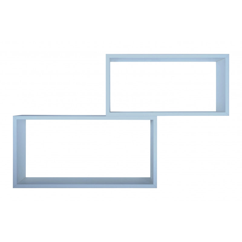 Set di 2 Mensole da Muro, Pensile Bagno, Mensola da Parete, Scaffale da Parete, Blu Baltico, 70x35 p20 cm e 60x30 p20 cm - Bis Rettangolo Bislungo