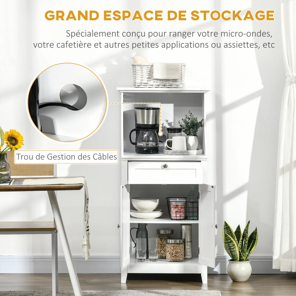 Mobile cucina con microonde e cassetto ¨C Minimal ¨C 60x40x122,5 cm bianco