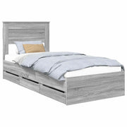Letto singolo | Letto per adulti | Struttura del letto con cassetto Grigio Sonoma 100 x 200 cm