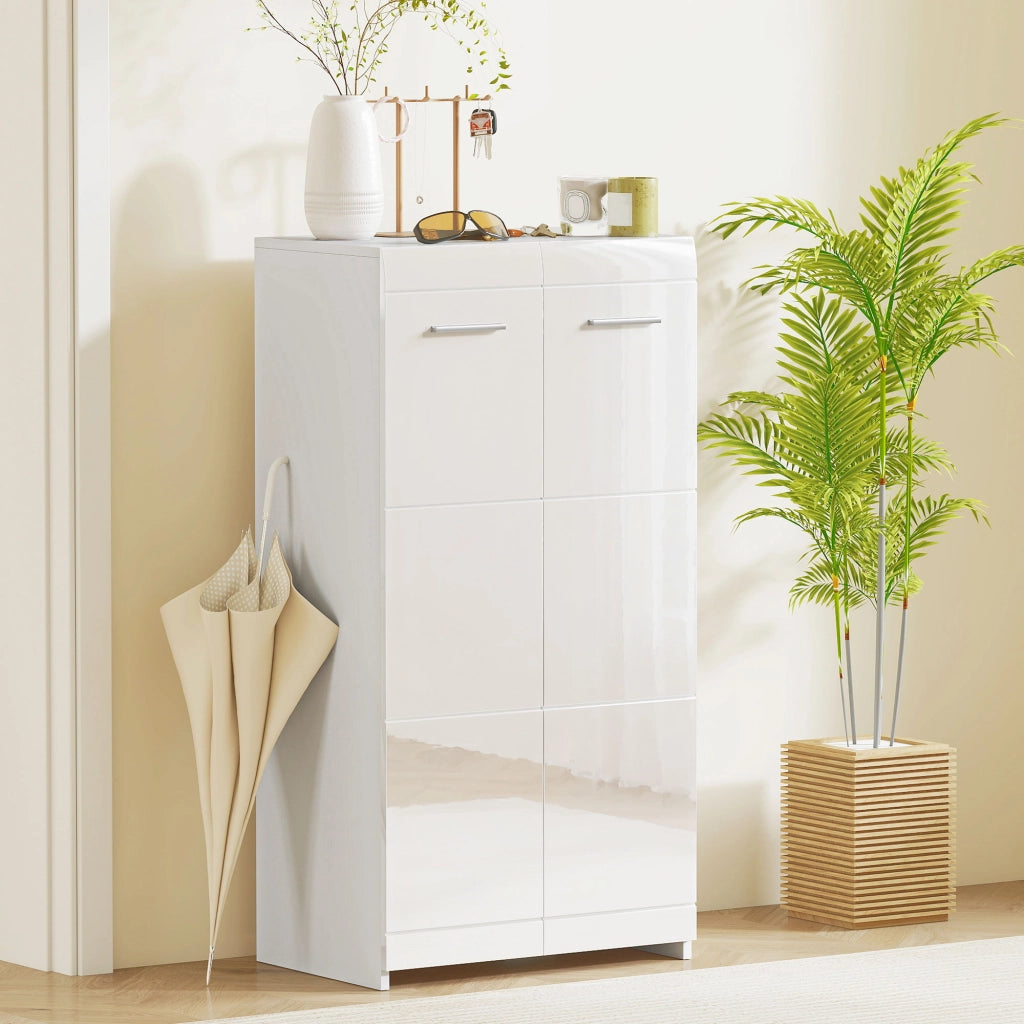 Scarpiera 10 paia con ante a specchio, ripiani regolabili ¨C Minimal ¨C bianco 55x36x108