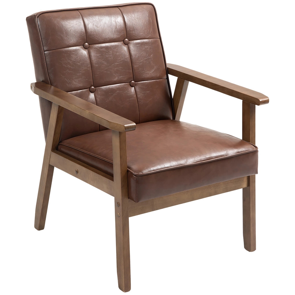 Poltrona ¨C Minimal ¨C Cuoio Sintetico Marrone 64x73x81