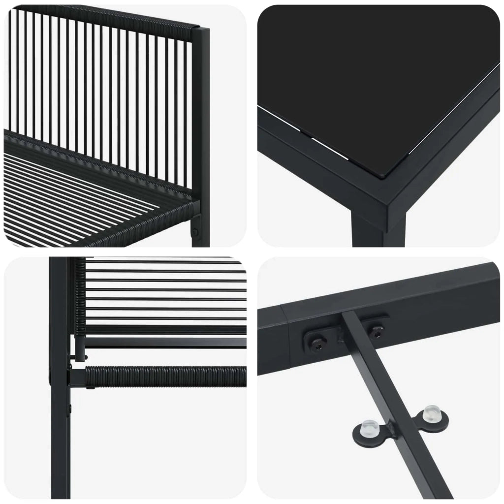 Set da Pranzo per Giardino 5 pcs Nero polyrattan 3448897