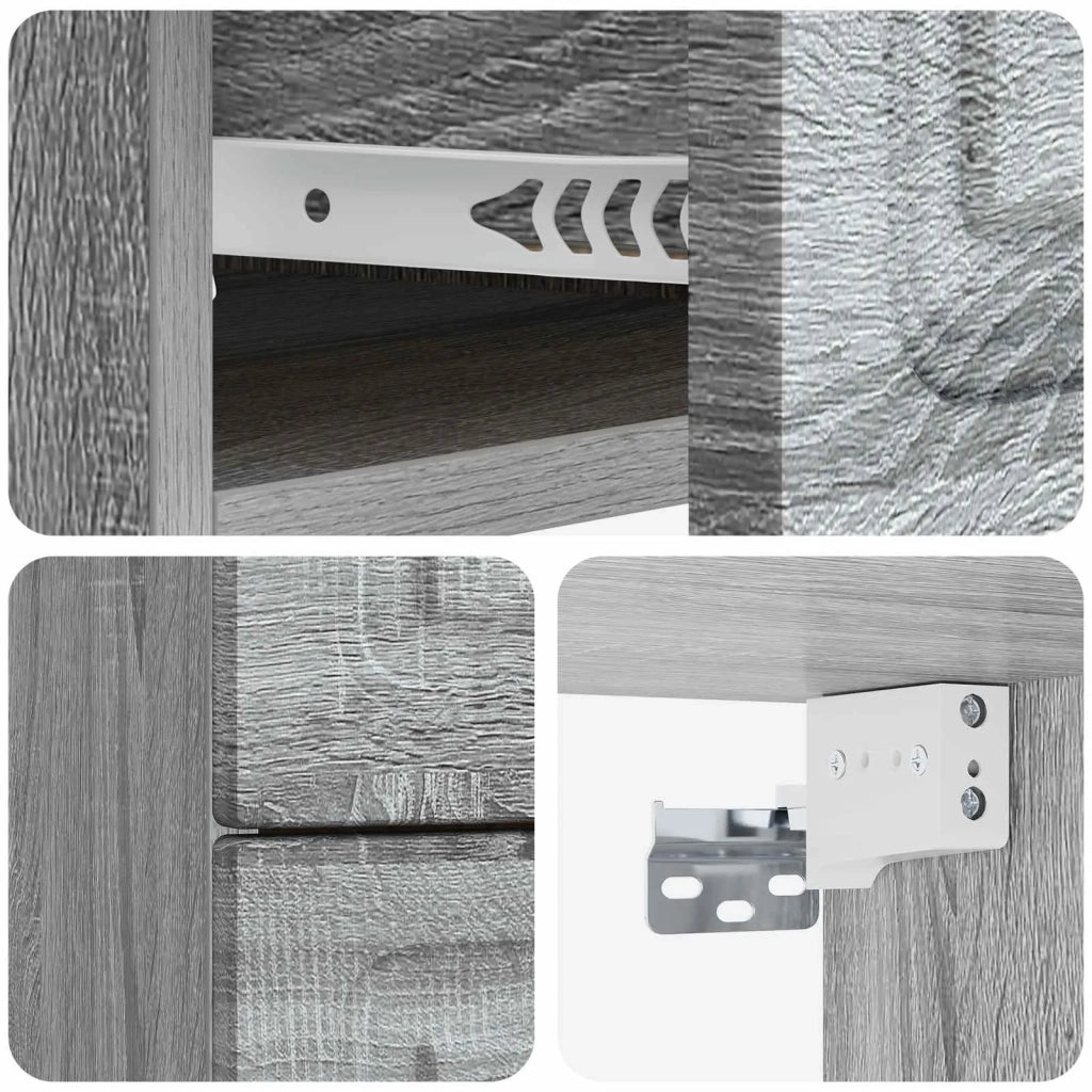 Comodino | Armadio da Notte | Mobiletto da notte a muro Grigio Sonoma 34,5 x 33 x 40 cm