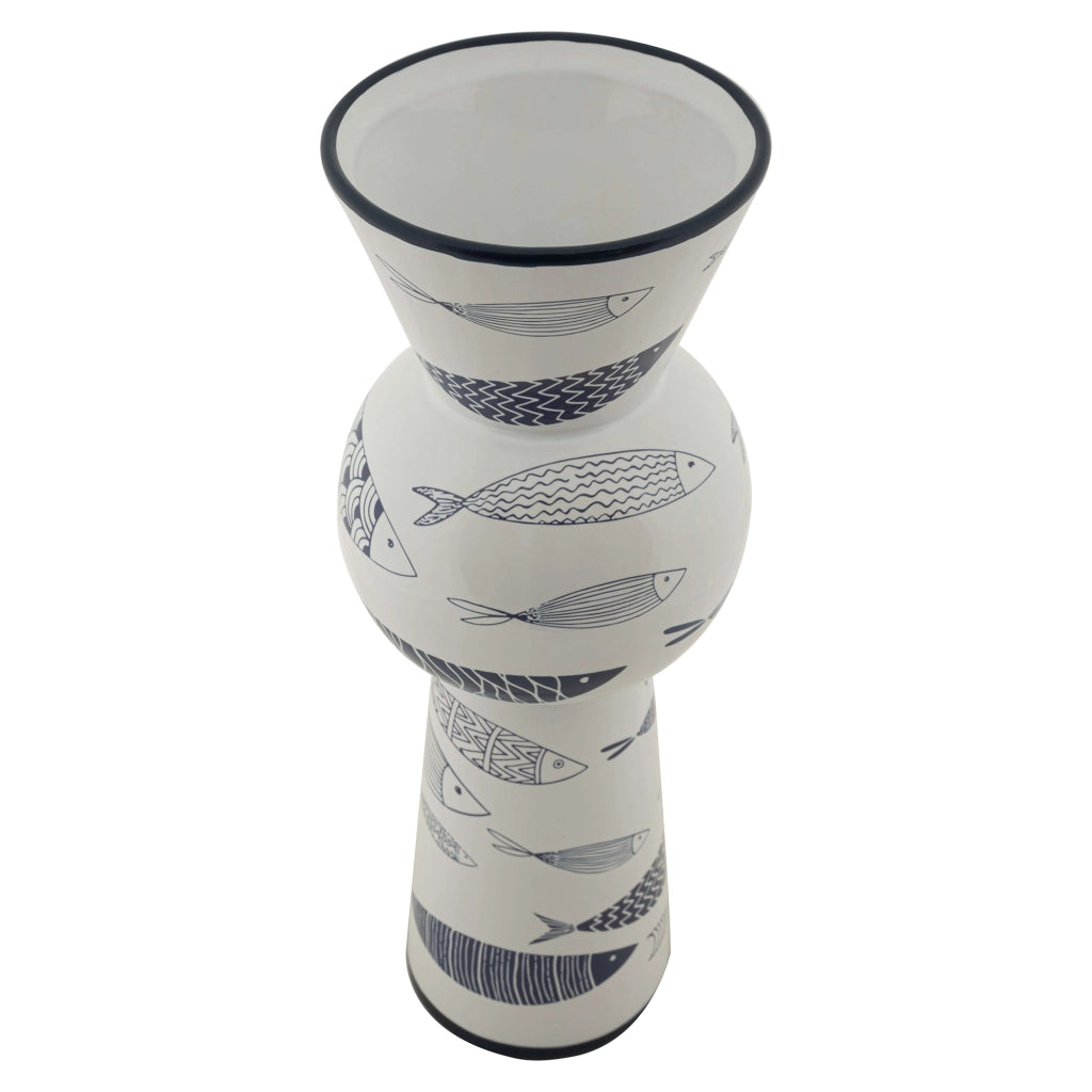 Silva, Vaso Disegni con Pesci, Bianco