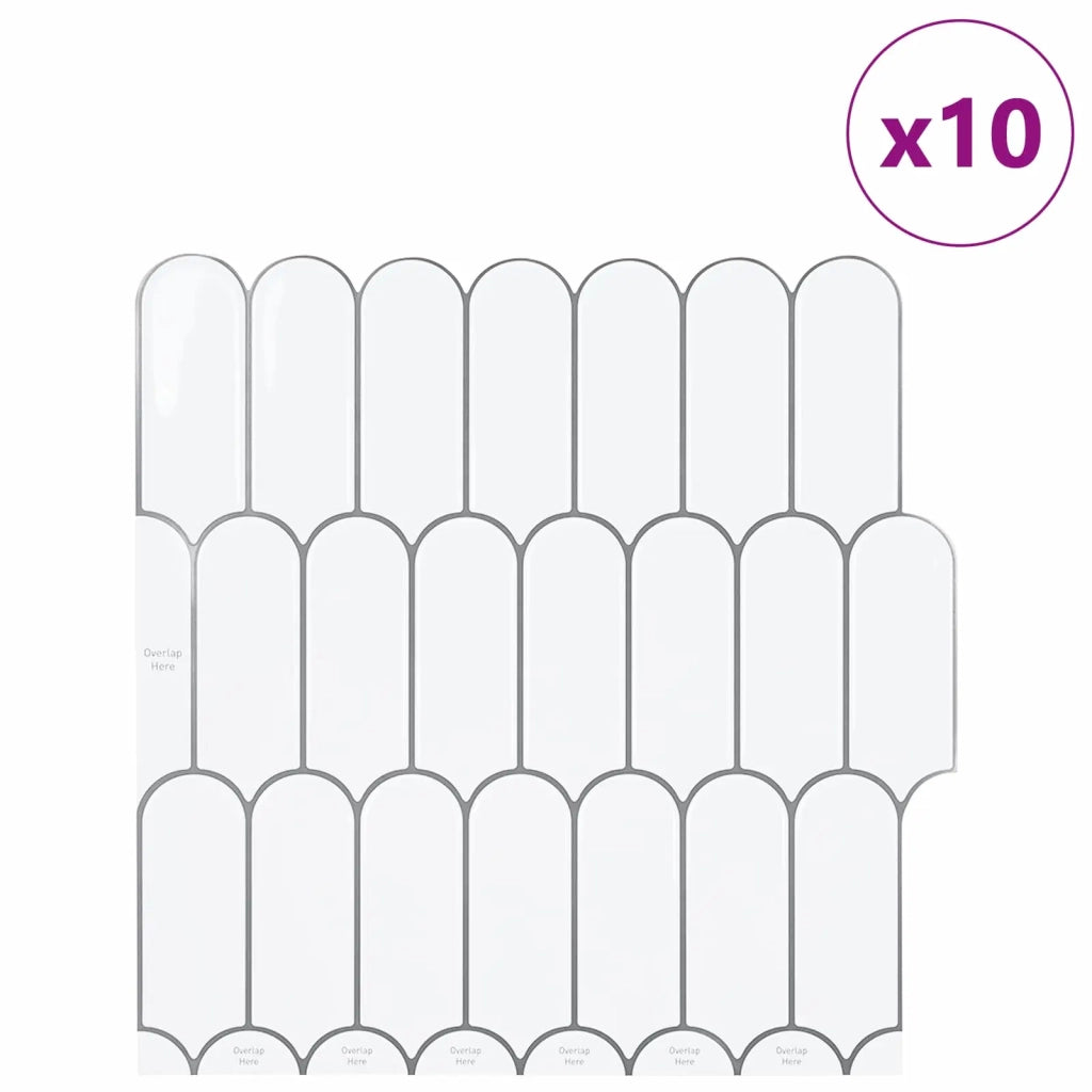 Piastrella Piuma 10 pcs Bianco e Grigio 30 x 30 cm 42046195
