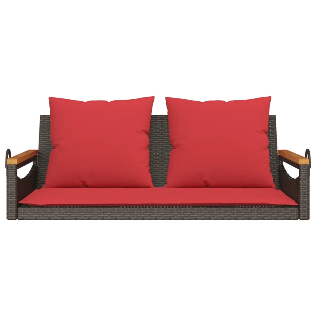 Panchina Dondolo con Cuscini Marrone 109x62x40 cm in Polyrattan 368149
