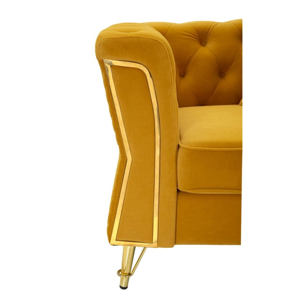 Poltrona VKH320, Giallo, Legno, 104x83x76 cm