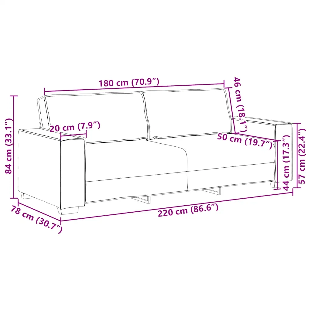 Divano a 3 Posti Marrone 220x78x84 cm in Velluto 4105037