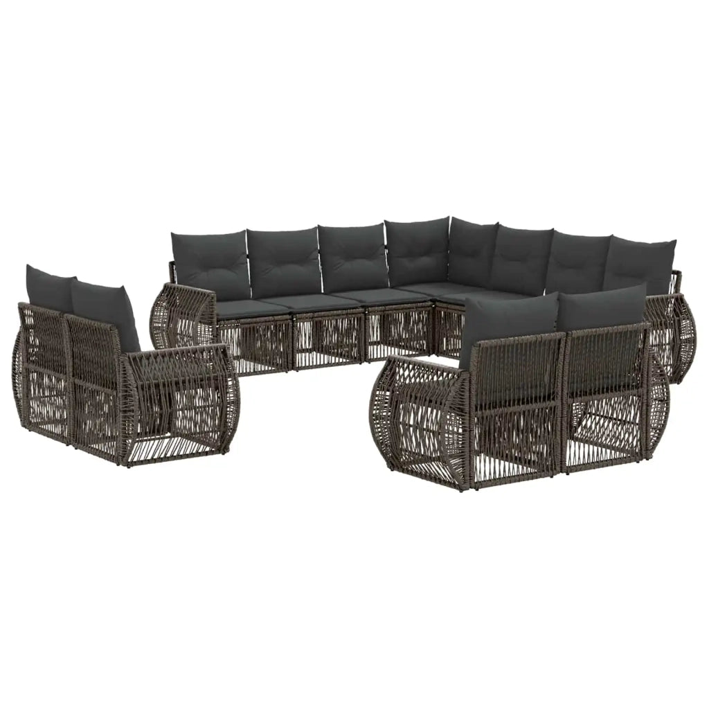 Set Divano da Giardino 11 pz Grigio e Grigio Scuro polyrattan 3435587
