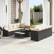 Set Divano da Giardino con cuscino 11 pcs Nero polyrattan 3362635