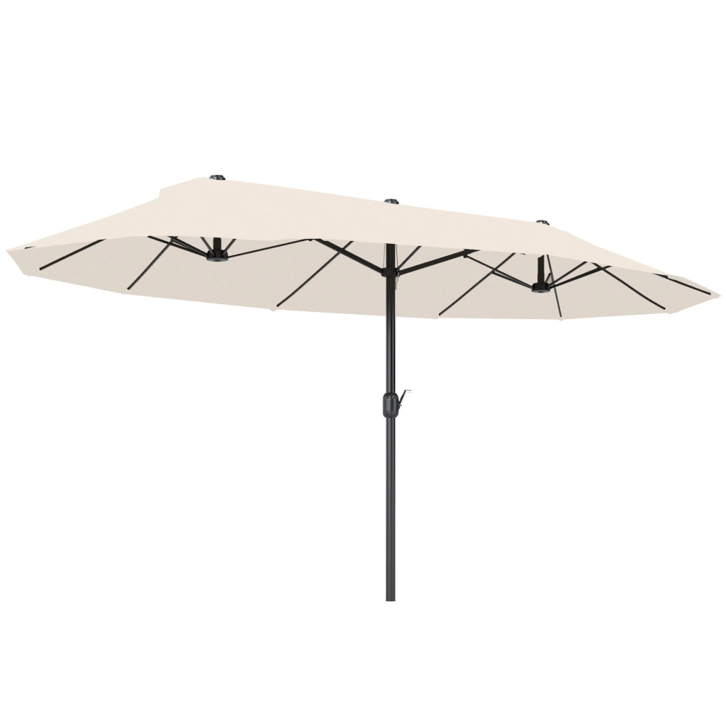 Ombrellone da Giardino Doppio 12 Stecche ¨C zephmum ¨C Beige 4.6x2.7 m