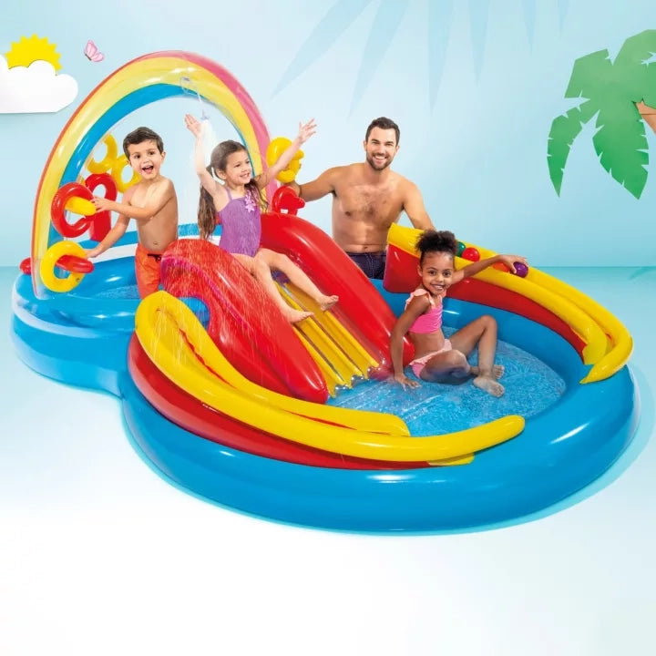 PISCINA GONFIABILE OVALE GIOCO ACQUA SCIVOLO  +2 ANNI  cm.297x193x135h.  peso kg.7,80 (57453)    INTEX