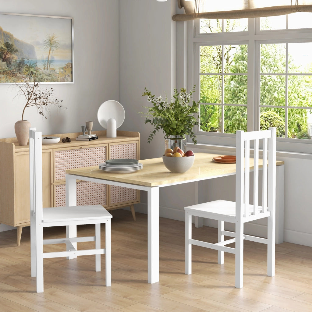 SEDIA da cucina Set da 2 pezzi in legno bianco stile rustico
