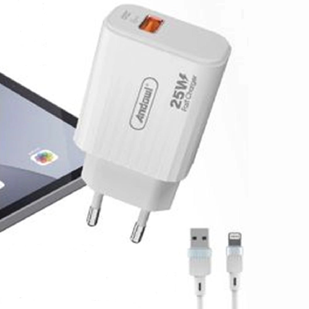 Trade Shop - Kit Caricabatterie Per Cellulare Porta Usb Con Cavo Lightning 25w Quick Charge 3.0 Q-cd70 -