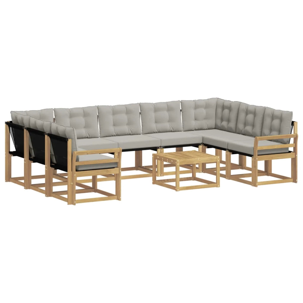 Set di divani da esterno 10 pz Bianco e Grigio Chiaro 3389885