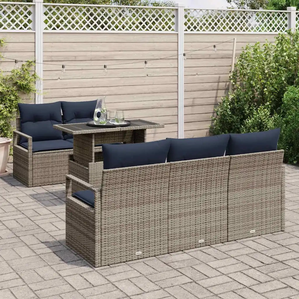 Set Divano da Giardino con cuscino 6 pcs Grigio polyrattan 3348741