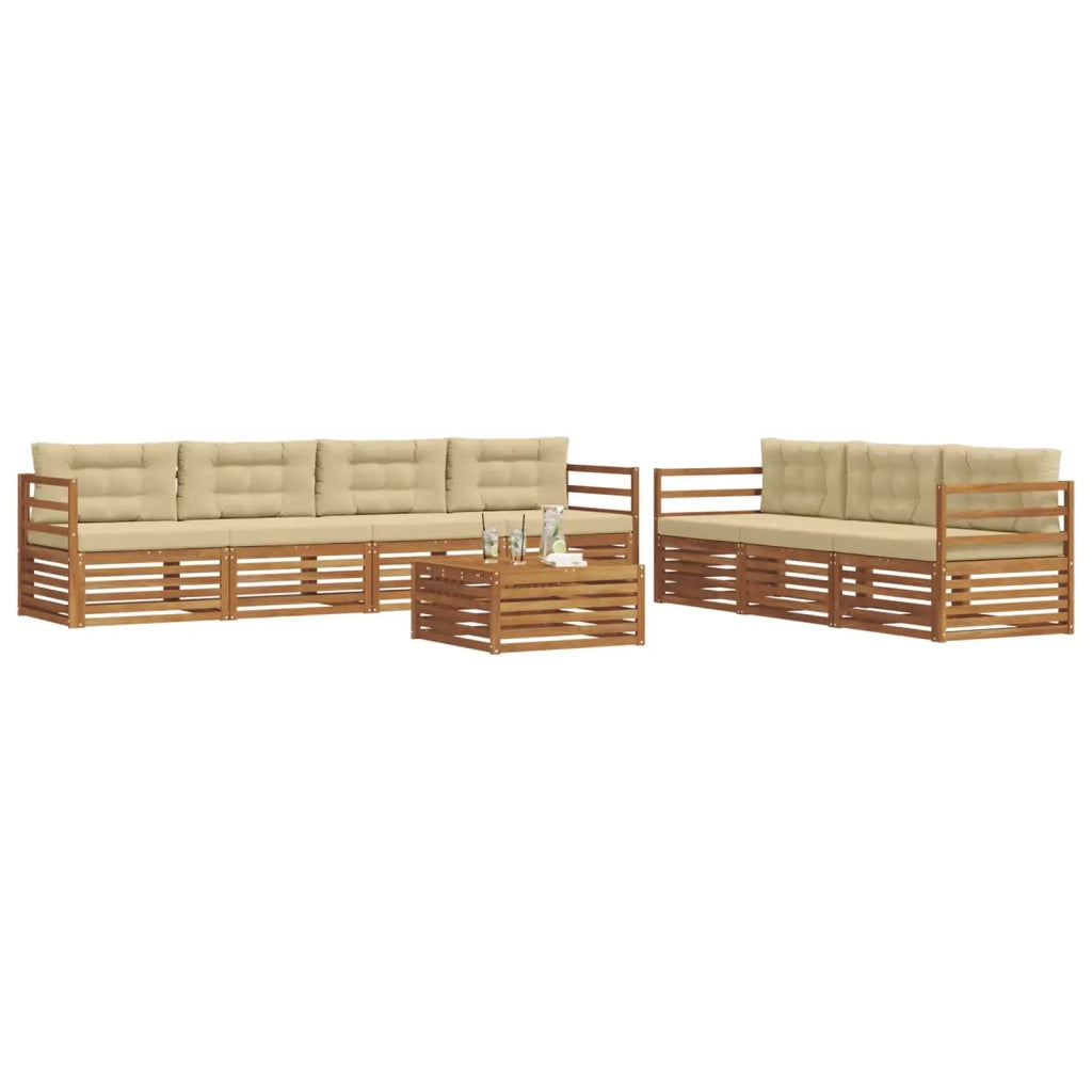 Set di divani da esterno con cuscino 8 pcs Naturale e Beige 3373123