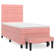 Letto singolo | Letto per adulti | Giroletto a Molle con Materasso Rosa 80x200 cm in Velluto