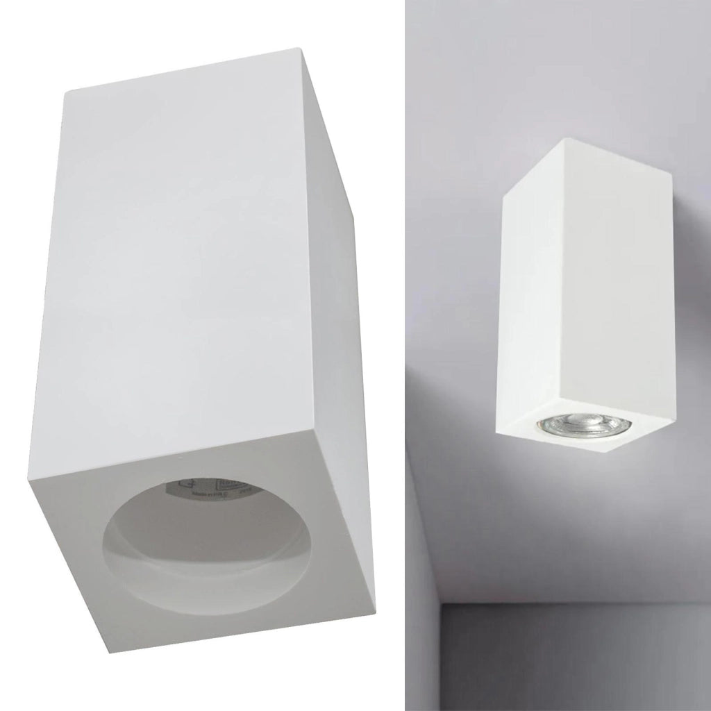 Plafoniera quadrata porta faretto gesso attacco GU10 luce soffitto interni negozio vetrine soffitto 230V altezza 14cm