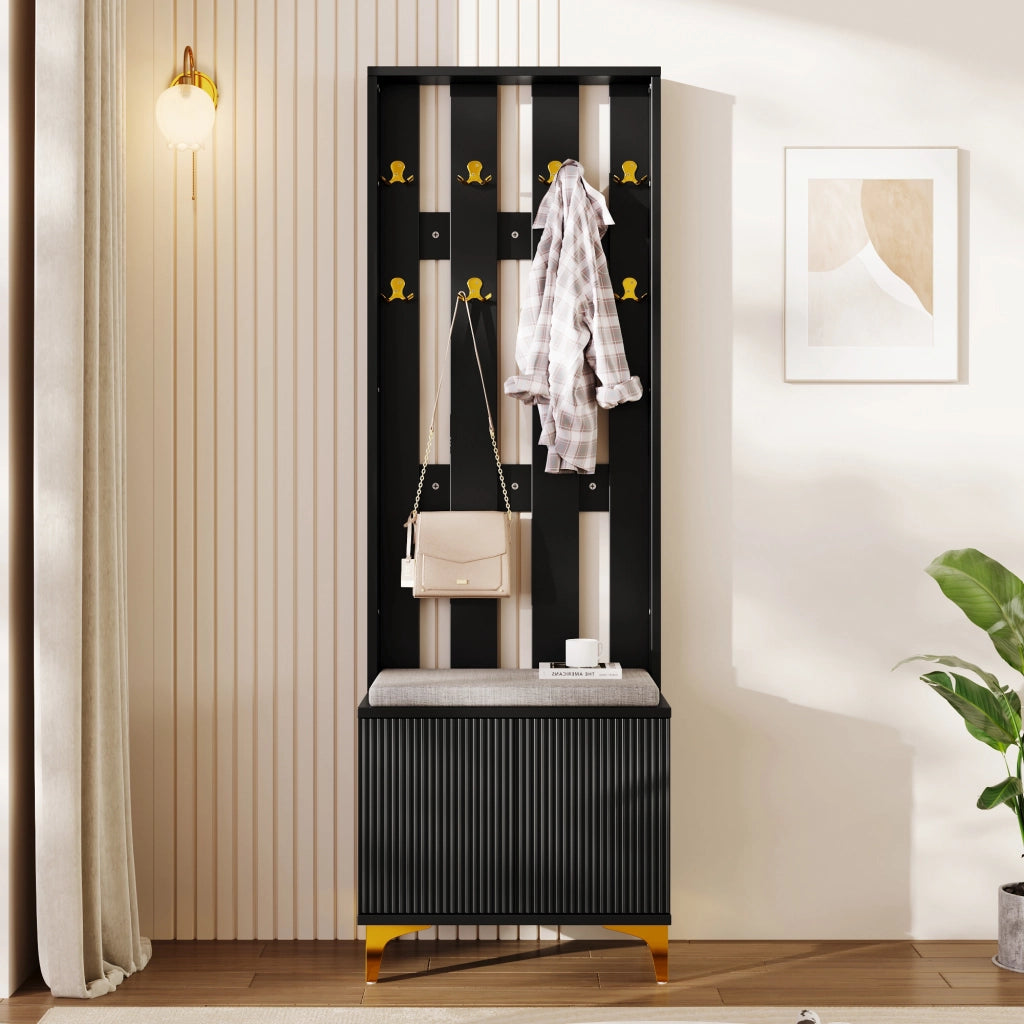 Set Ingresso con Panca, Appendiabiti e Ganci ¨C MINIMAL ¨C con Cuscino