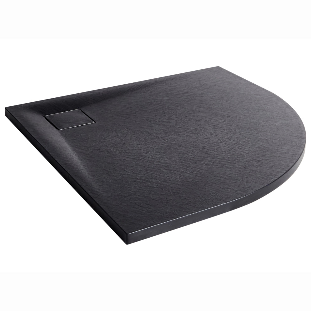 Piatto doccia con scarico nero SMC 80 x 80 x 3 cm effetto pietra naturale minimalista