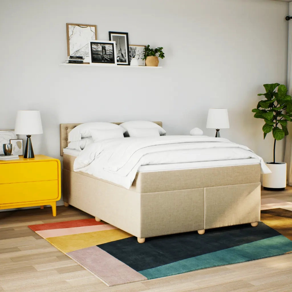 Giroletto a Molle con Materasso Crema 140x200 cm in Tessuto 3286722