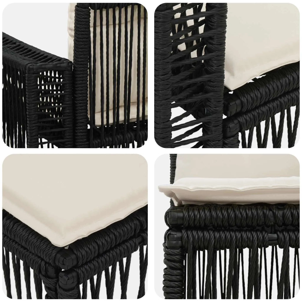 Set Divano da Giardino 13 pz Nero e Bianco Crema polyrattan 3435274