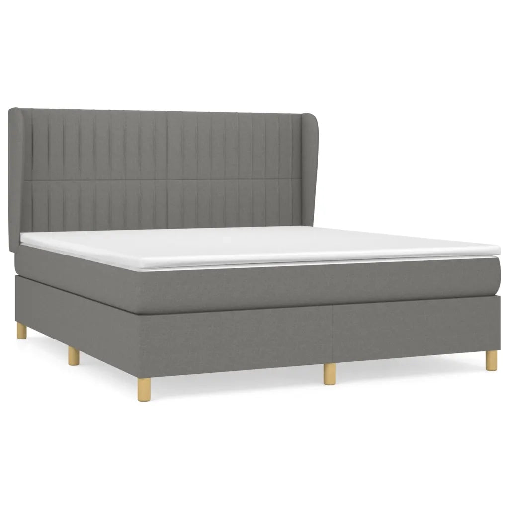 Giroletto a Molle con Materasso Grigio Scuro 160x200 cm Tessuto 3128694