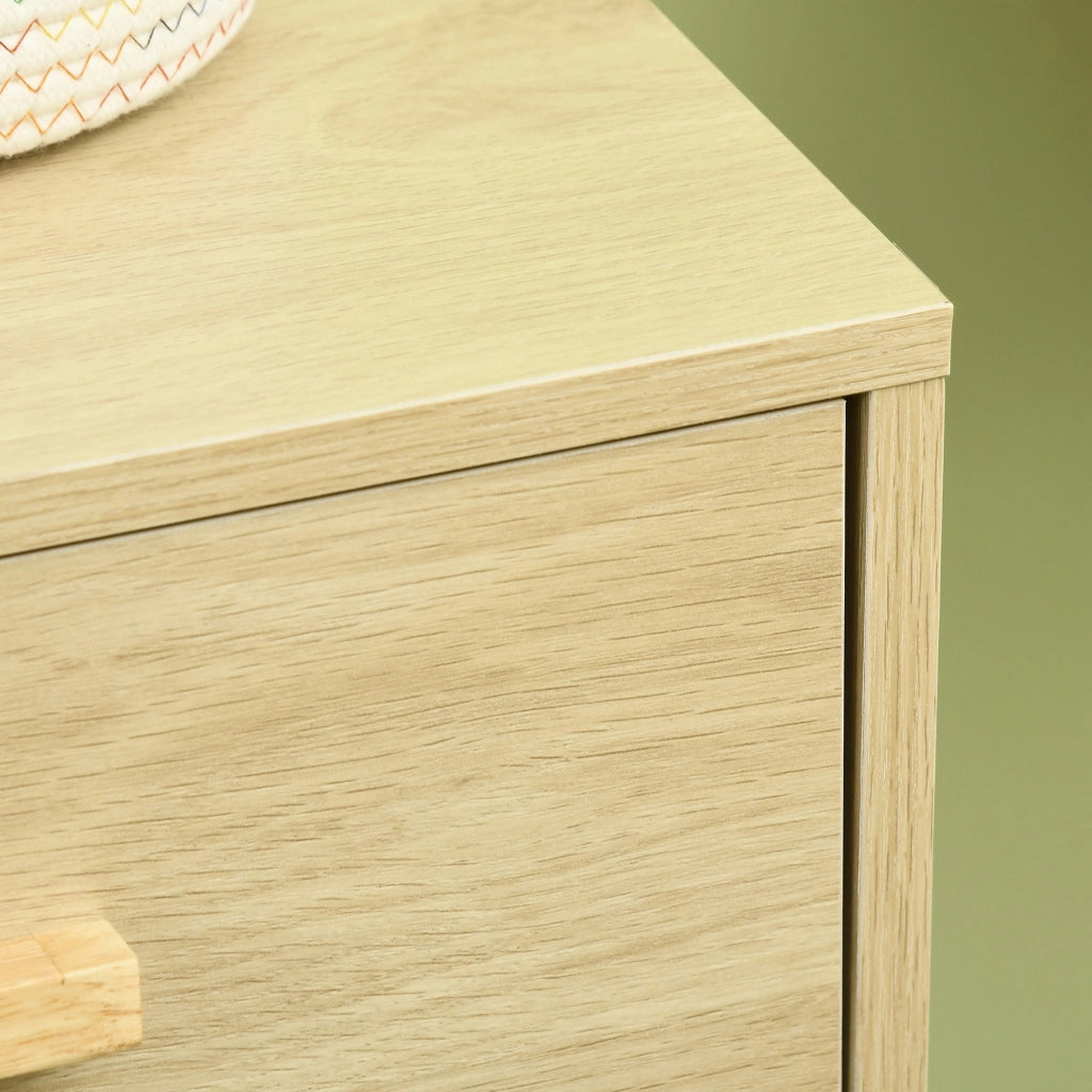 Buffet in rattan con ante e 4 cassetti ¨C Zephmum ¨C Effetto legno naturale 80x38x80.5 cm