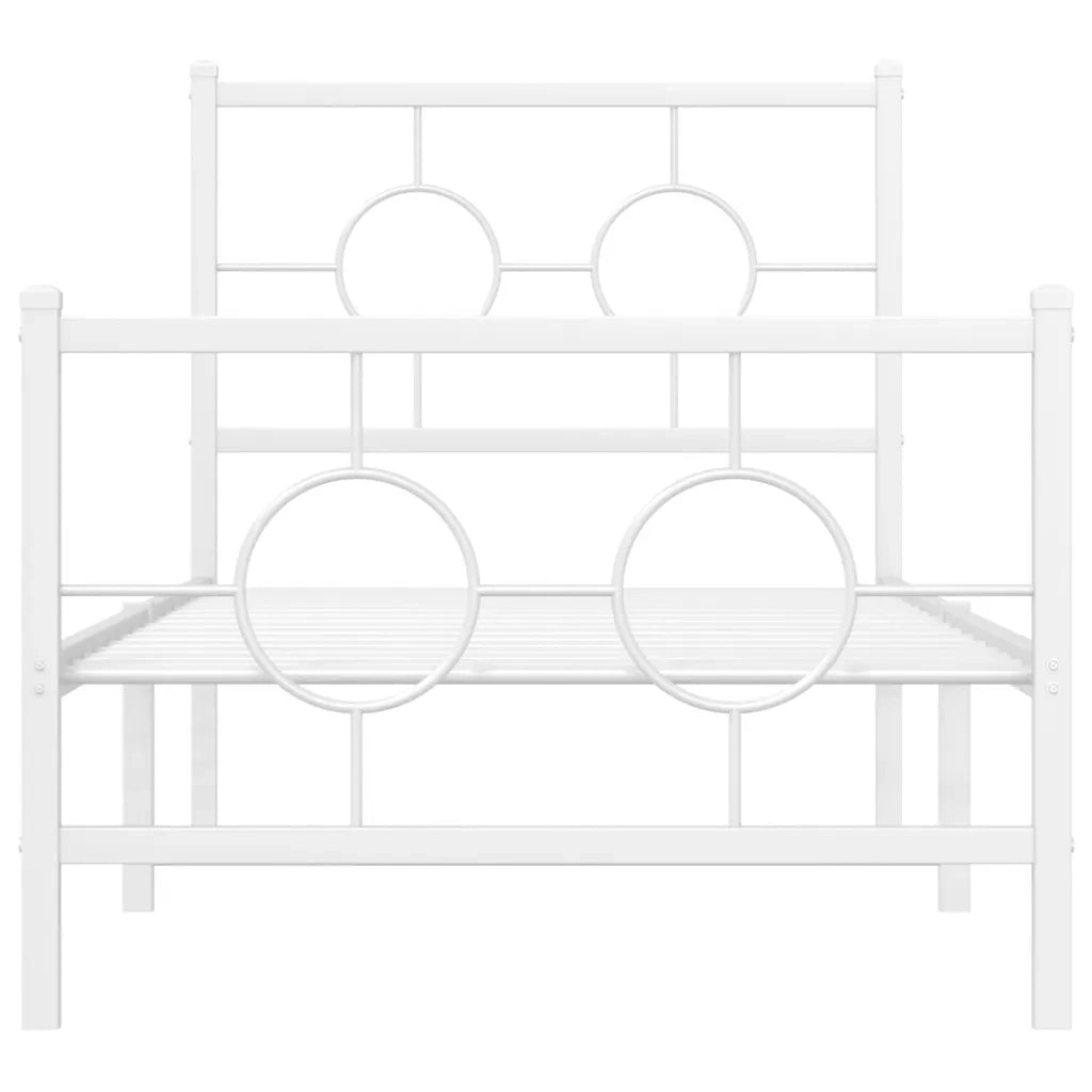 Giroletto con Testiera e Pediera Metallo Bianco 80x200 cm 376284