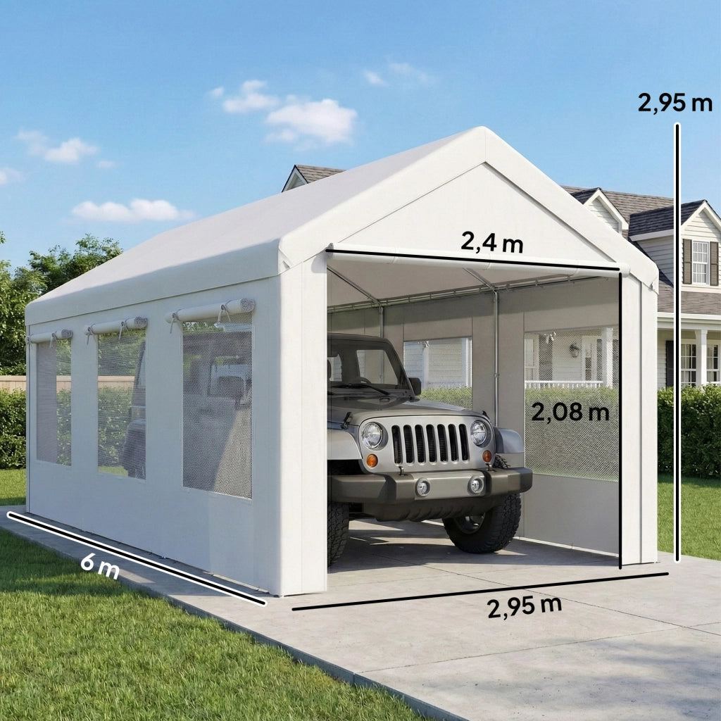 Tenda Garage Auto 3x6m ¨C Xylo ¨C Bianco con Protezione UV30+ e Zanzariera