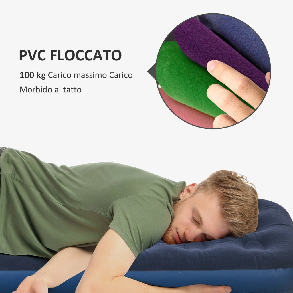Letto Singolo Gonfiabile ¨C Minimal ¨C Blu 73x191x22 cm
